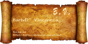 Barhó Vincencia névjegykártya
